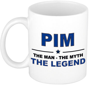 Bellatio Decorations Pim cadeau mok - man myth legend - naam koffiemok / beker - wit en blauw - 300 ml