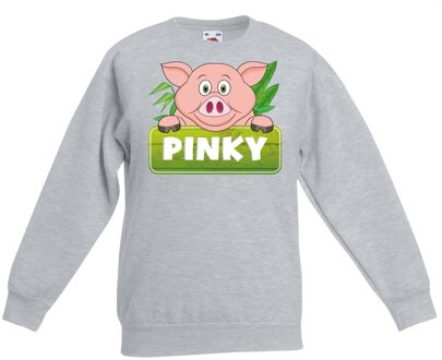 Bellatio Decorations Pinky de big sweater grijs voor kinderen - unisex - varkentje trui 12-13 jaar (152/164)