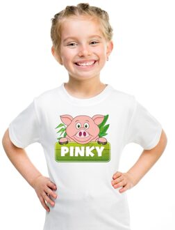 Bellatio Decorations Pinky de big t-shirt wit voor kinderen - unisex - varkentje shirt XS (110-116)