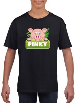 Bellatio Decorations Pinky de big t-shirt zwart voor kinderen - unisex - varkentje shirt L (146-152)