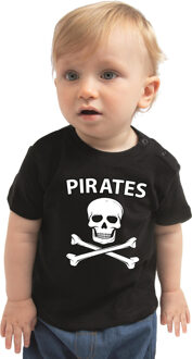 Bellatio Decorations Piraten t-shirt / verkleed shirt zwart voor baby - unisex - jongens / meisjes - piraten kostuum / verkleedkleding 62 (1-3 maanden)