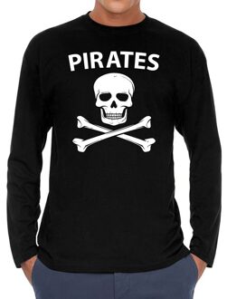 Bellatio Decorations Pirates long sleeve t-shirt zwart voor heren 2XL