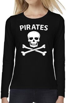 Bellatio Decorations Pirates tekst t-shirt long sleeve zwart voor dames 2XL