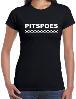 Bellatio Decorations Pitspoes coureur supporter / finish vlag t-shirt zwart voor dames 2XL