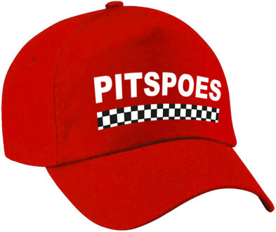 Bellatio Decorations Pitspoes finish vlag verkleed petje - rood - voor dames - Team baseball cap - carnaval / kostuum