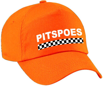 Bellatio Decorations Pitspoes / gridgirl met finish vlag verkleed pet oranje voor dames - Pitspoes team baseball cap - carnaval / kostuum