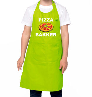 Bellatio Decorations Pizza bakker schort/ keukenschort groen voor jongens en meisjes - Bakken met kinderen - Feestschorten