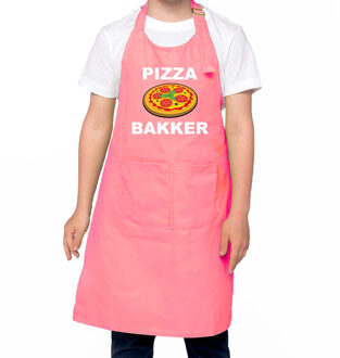 Bellatio Decorations Pizza bakker schort/ keukenschort roze voor jongens en meisjes - Bakken met kinderen - Feestschorten