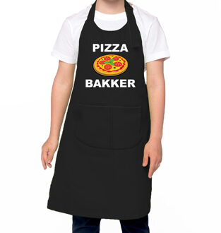 Bellatio Decorations Pizza bakker schort/ keukenschort zwart voor jongens en meisjes - Bakken met kinderen - Feestschorten