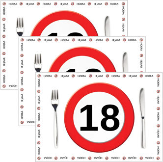 Bellatio Decorations Placemat 18 jaar - 30x stuks - 42 x 30 cm - 90g - papier - verjaardag - jubileum