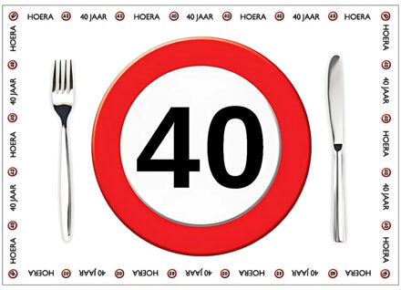 Bellatio Decorations Placemat 40 jaar - 10x stuks - 42 x 30 cm - 90g - papier - verjaardag - jubileum
