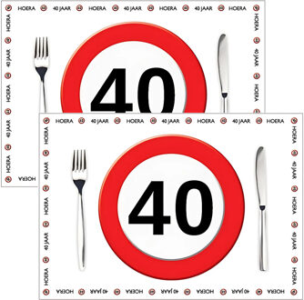 Bellatio Decorations Placemat 40 jaar - 20x stuks - 42 x 30 cm - 90g - papier - verjaardag - jubileum