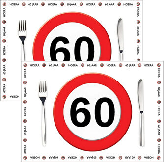 Bellatio Decorations Placemat 60 jaar - 20x stuks - 42 x 30 cm - 90g - papier - verjaardag - jubileum