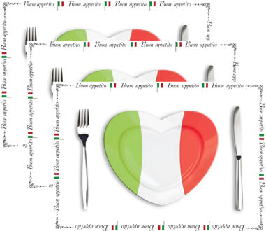 Bellatio Decorations Placemat Italiaans design - 30x stuks - 42 x 30 cm - 90g - Italie