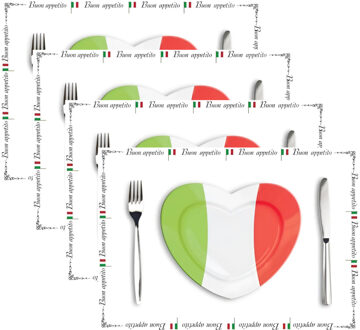 Bellatio Decorations Placemat Italiaans design - 40x stuks - 42 x 30 cm - 90g - Italie