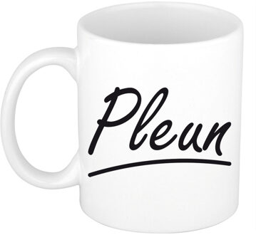 Bellatio Decorations Pleun Naam koffiemok - beker - met sierlijke letters - wit - 300 ml - Cadeau - Dames