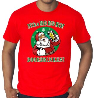 Bellatio Decorations Plus size fout kerst shirt zuipende kerstman niks ho ho ho doordrinken rood voor heren 3XL - kerst t-shirts