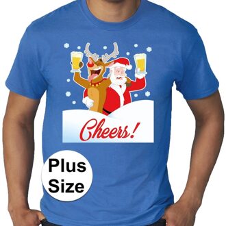 Bellatio Decorations Plus size Fout kerstborrel shirt / kerst t-shirt Drunk Santa blauw voor heren 3XL - kerst t-shirts