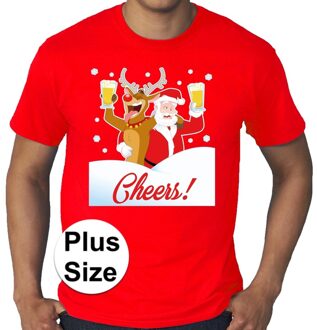 Bellatio Decorations Plus size Fout kerstborrel shirt / kerst t-shirt Drunk Santa rood voor heren 3XL - kerst t-shirts