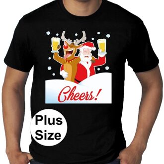 Bellatio Decorations Plus size Fout kerstborrel shirt / kerst t-shirt Drunk Santa zwart voor heren 3XL - kerst t-shirts Rood