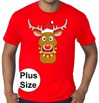 Bellatio Decorations Plus size Fout kerstborrel shirt / kerst t-shirt Rudolf rendier rood voor heren 3XL - kerst t-shirts