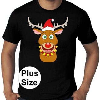 Bellatio Decorations Plus size Fout kerstborrel shirt / kerst t-shirt Rudolf rendier zwart voor heren 3XL - kerst t-shirts