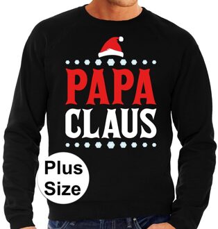 Bellatio Decorations Plus size Foute kerstborrel trui / kersttrui Papa Claus zwart voor heren 4XL - kerst truien