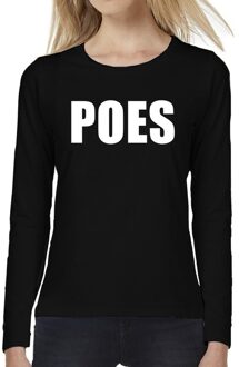 Bellatio Decorations POES tekst t-shirt long sleeve zwart voor dames 2XL