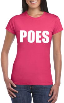 Bellatio Decorations Poes tekst t-shirt roze dames 2XL