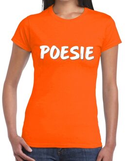 Bellatio Decorations Poesie fun t-shirt oranje dames XS