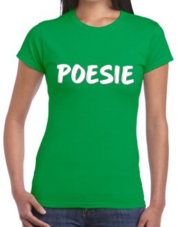 Bellatio Decorations Poesie tekst t-shirt groen voor dames 2XL