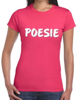 Bellatio Decorations Poesie tekst t-shirt roze voor dames 2XL