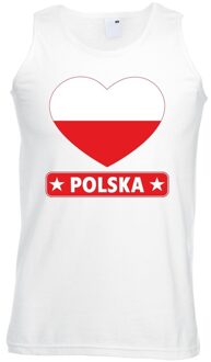 Bellatio Decorations Polen hart vlag singlet shirt/ tanktop wit heren 2XL