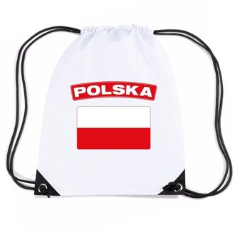 Bellatio Decorations Polen nylon rugzak wit met Poolse vlag