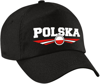 Bellatio Decorations Polen / Polska landen pet / baseball cap zwart voor kinderen - Verkleedhoofddeksels