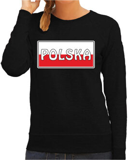 Bellatio Decorations Polen / Polska landen sweater zwart dames 2XL