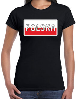 Bellatio Decorations Polen / Polska landen t-shirt zwart dames 2XL