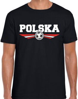 Bellatio Decorations Polen / Polska landen / voetbal t-shirt zwart heren 2XL