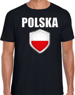 Bellatio Decorations Polen vlag thema landen t-shirt - zwart - voor heren - Supporters kleding - korte mouwen