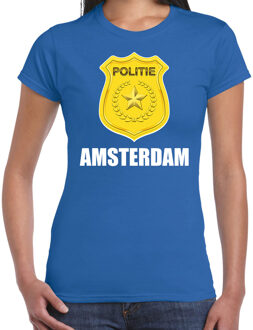Bellatio Decorations Politie embleem Amsterdam - carnaval verkleed t-shirt - blauw - voor dames
