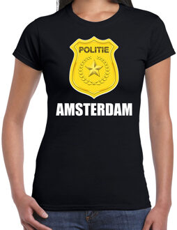 Bellatio Decorations Politie embleem Amsterdam carnaval verkleed t-shirt zwart voor dames