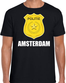 Bellatio Decorations Politie embleem Amsterdam carnaval verkleed t-shirt zwart voor heren