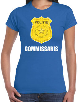 Bellatio Decorations Politie embleem commissaris carnaval t-shirt blauw voor dames L - Feestshirts