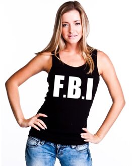 Bellatio Decorations Politie FBI mouwloos shirt zwart voor dames L - Feestshirts