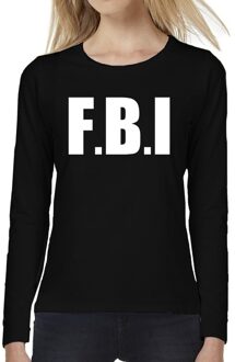 Bellatio Decorations Politie FBI tekst t-shirt long sleeve zwart voor dames 2XL