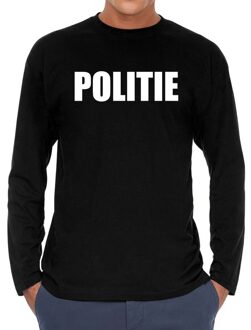 Bellatio Decorations Politie long sleeve t-shirt zwart voor heren 2XL