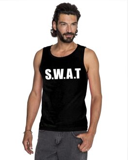 Bellatio Decorations Politie S.W.A.T tekst singlet shirt/ tanktop zwart heren
