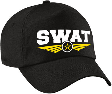 Bellatio Decorations Politie SWAT arrestatieteam pet / baseball cap zwart voor kinderen - Verkleedhoofddeksels