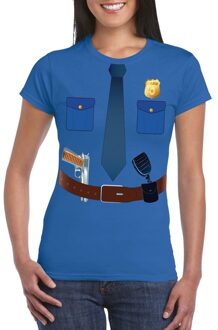 Bellatio Decorations Politie verkleedkleding t-shirt blauw voor dames 2XL - Feestshirts