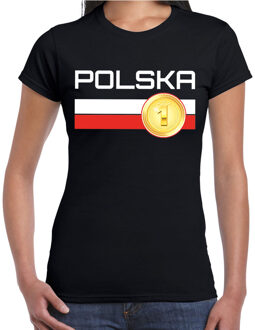 Bellatio Decorations Polska / Polen landen t-shirt zwart dames 2XL